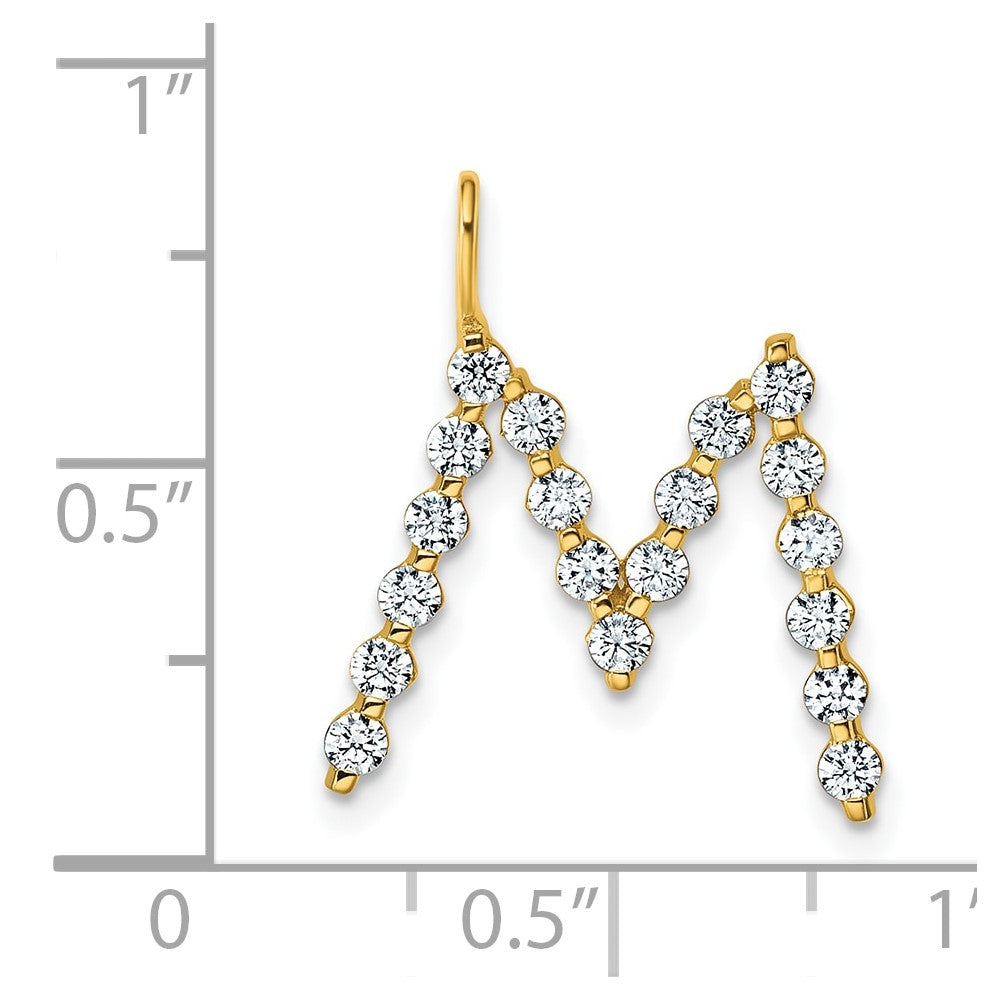 True Origin 14K Yellow Gold 5/8 carat Lab Grown Diamond VS+ F+ Complete Alphabet M Pendant