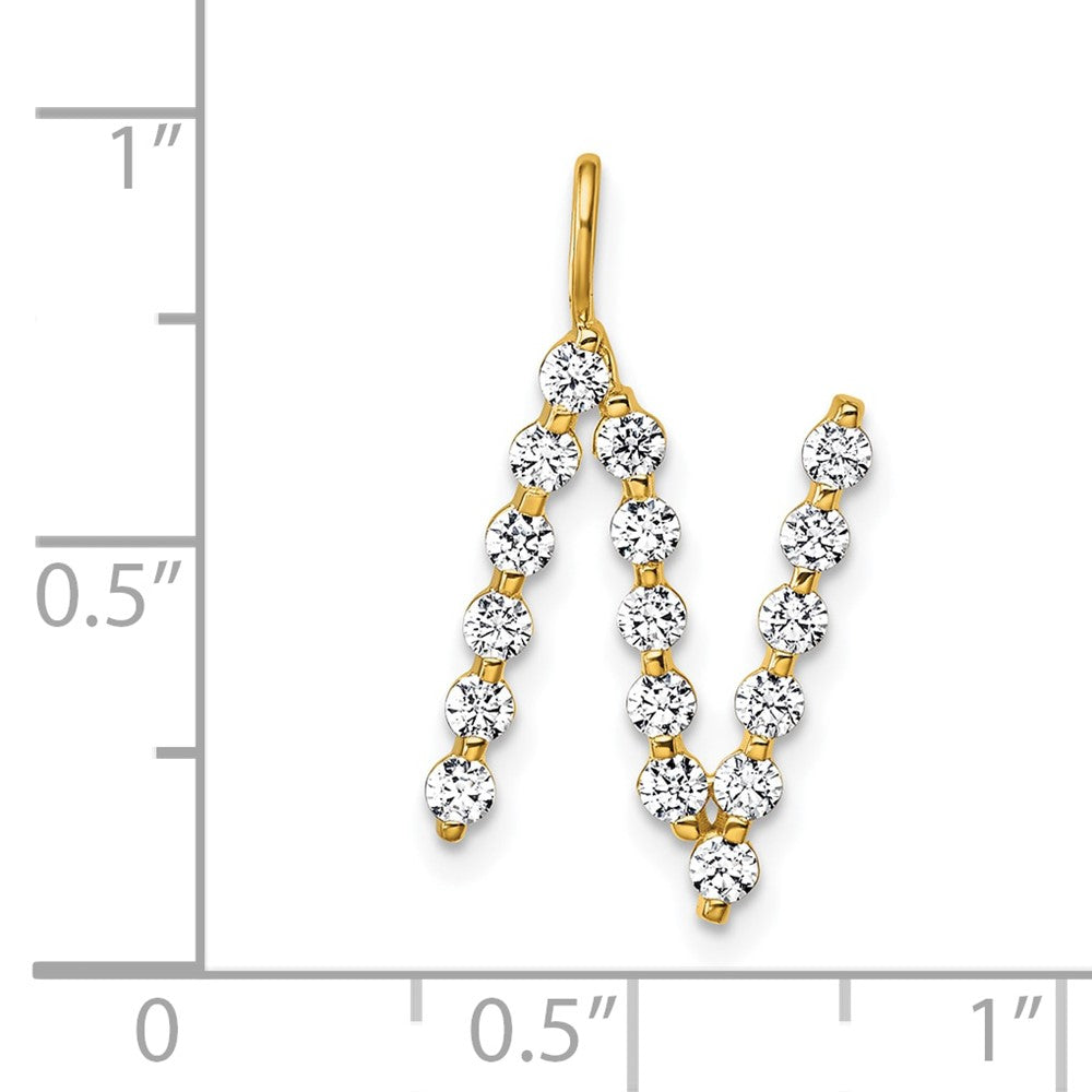 True Origin 14K Yellow Gold 5/8 carat Lab Grown Diamond VS+ F+ Complete Alphabet N Pendant