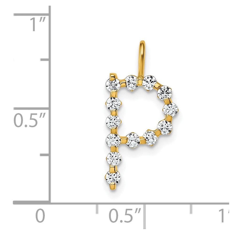 True Origin 14K Yellow Gold 3/8 carat Lab Grown Diamond VS+ F+ Complete Alphabet P Pendant