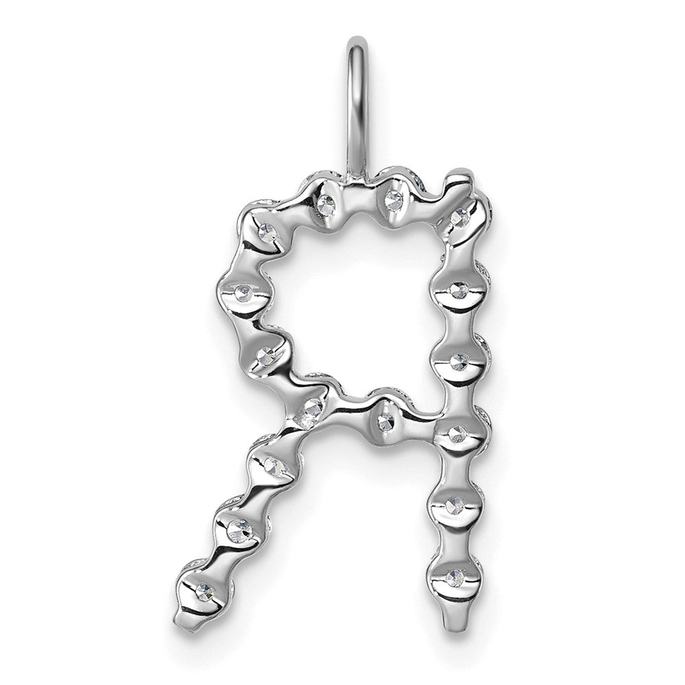 True Origin 14K White Gold 1/2 carat Lab Grown Diamond VS+ F+ Complete Alphabet R Pendant