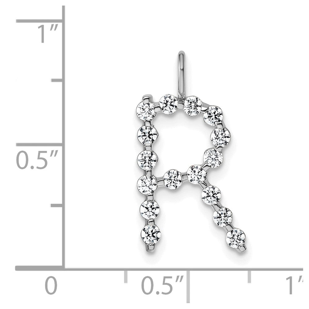 True Origin 14K White Gold 1/2 carat Lab Grown Diamond VS+ F+ Complete Alphabet R Pendant