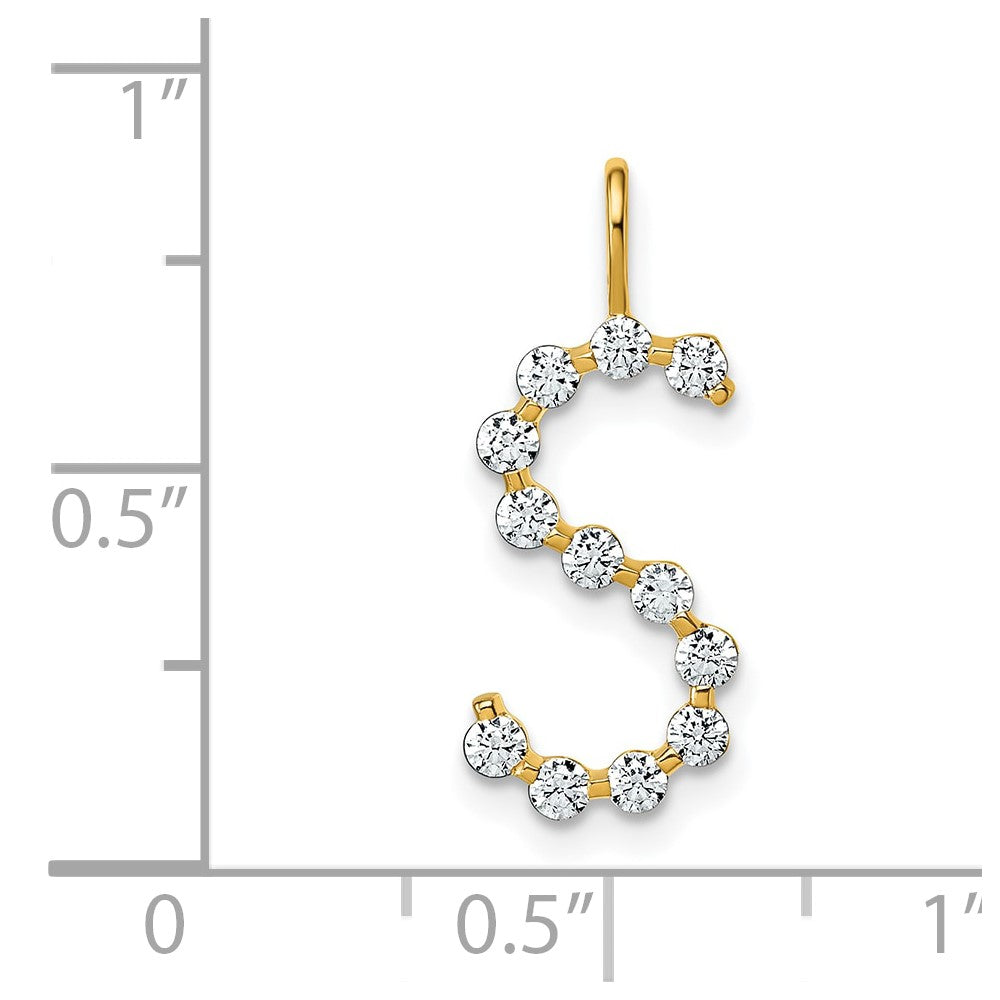 True Origin 14K Yellow Gold 1/2 carat Lab Grown Diamond VS+ F+ Complete Alphabet S Pendant