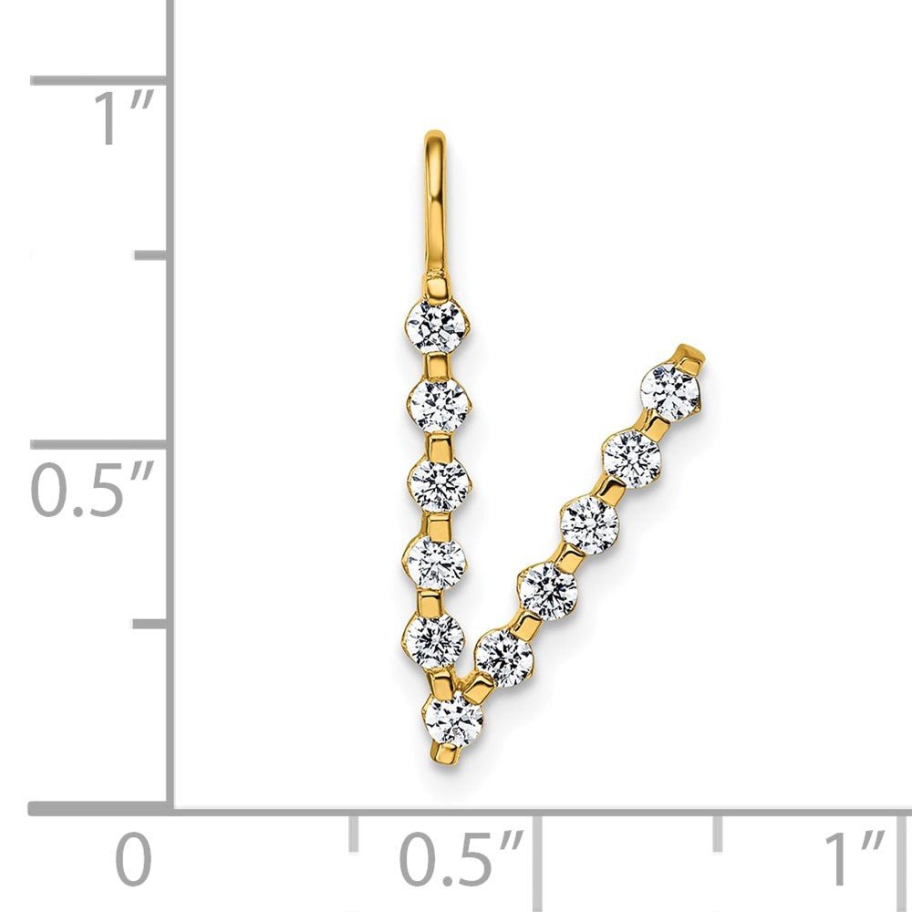 True Origin 14K Yellow Gold 3/8 carat Lab Grown Diamond VS+ F+ Complete Alphabet V Pendant