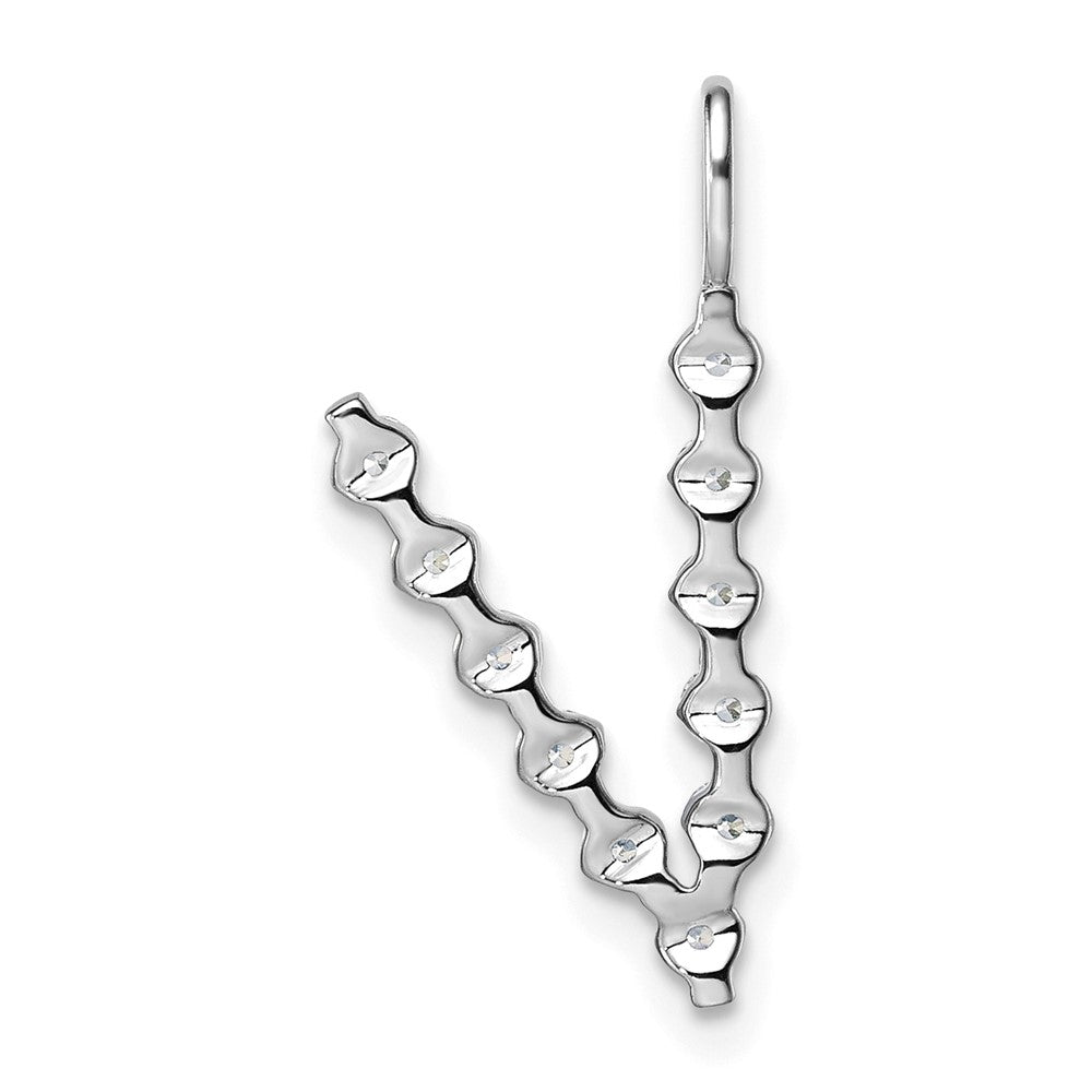 True Origin 14K White Gold 3/8 carat Lab Grown Diamond VS+ F+ Complete Alphabet V Pendant