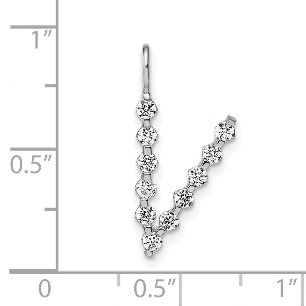 True Origin 14K White Gold 3/8 carat Lab Grown Diamond VS+ F+ Complete Alphabet V Pendant