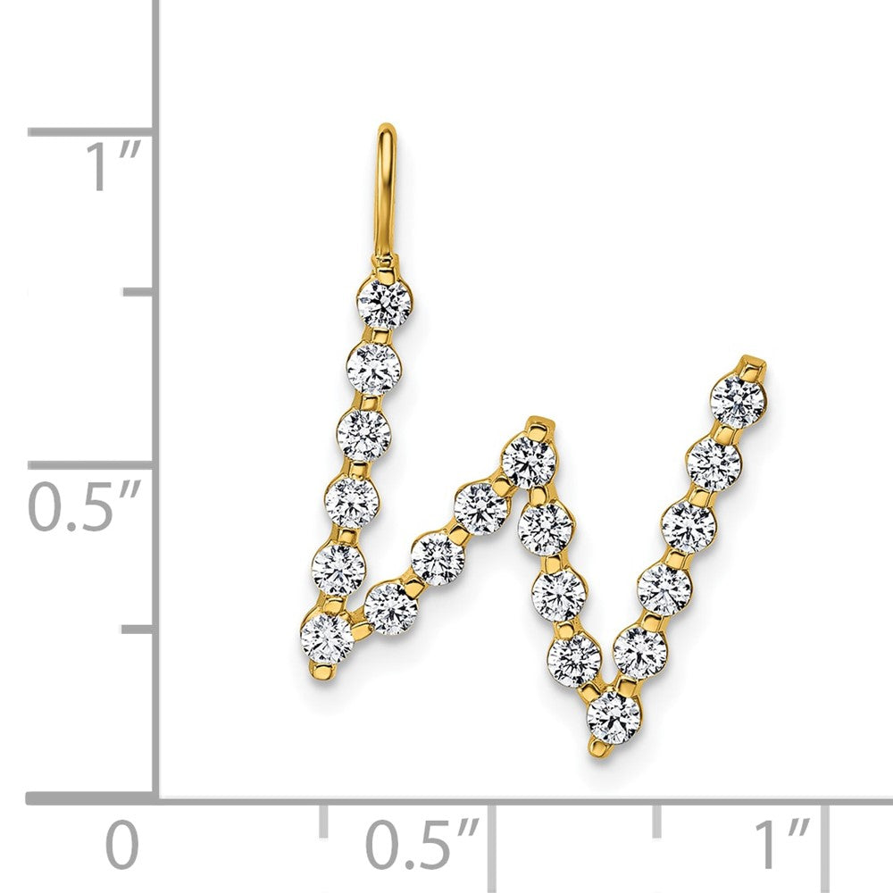 True Origin 14K Yellow Gold 5/8 carat Lab Grown Diamond VS+ F+ Complete Alphabet W Pendant