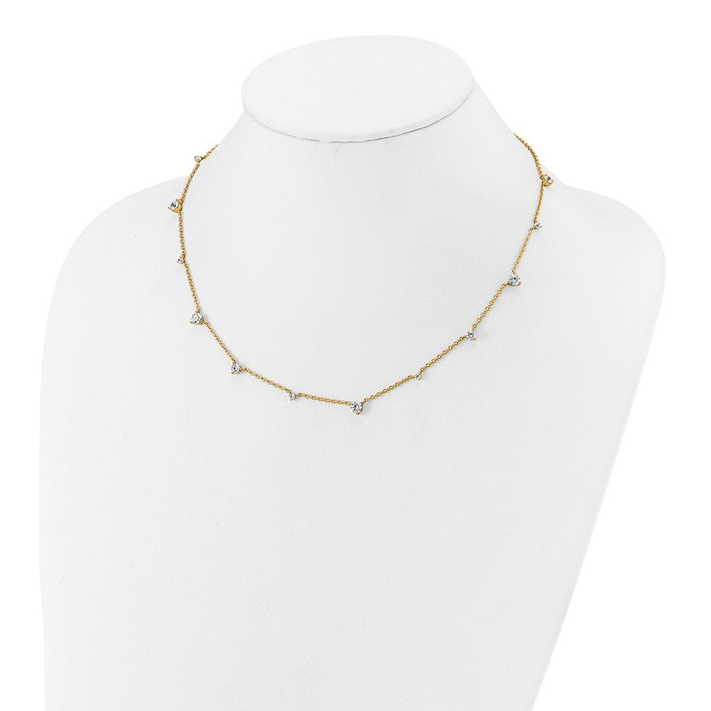 True Origin 14K Yellow Gold 2 3/8 carat Lab Grown Diamond VS+ F+ Complete 12 Station 18 in Necklace