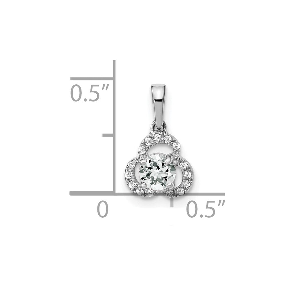 10k White Gold White Topaz and Diamond Pendant