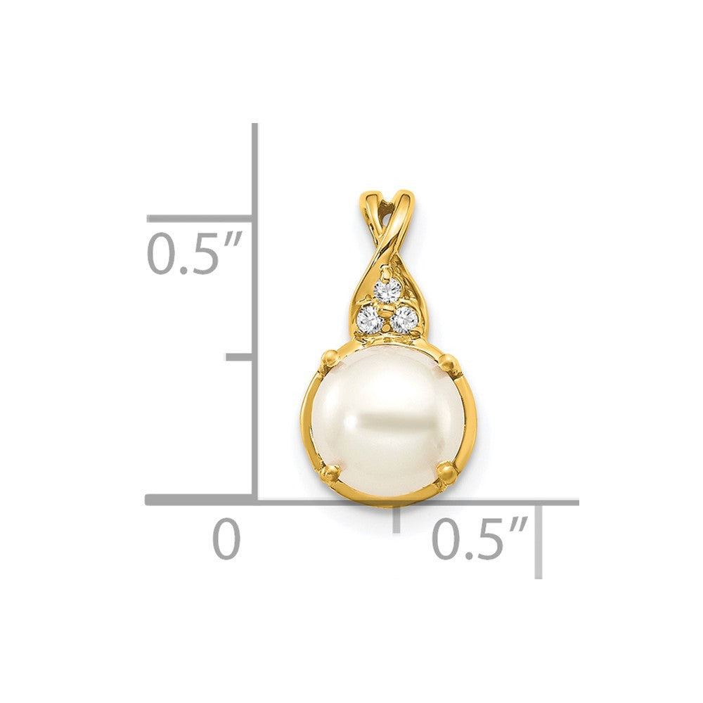 14k 7mm June/Freshwater Cultured Pearl and Diamond Pendant