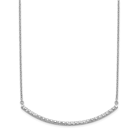 14k White Gold 1/2 carat Lab Grown Diamond VS/SI+ G+ Complete 18 inch Curved Bar Necklace