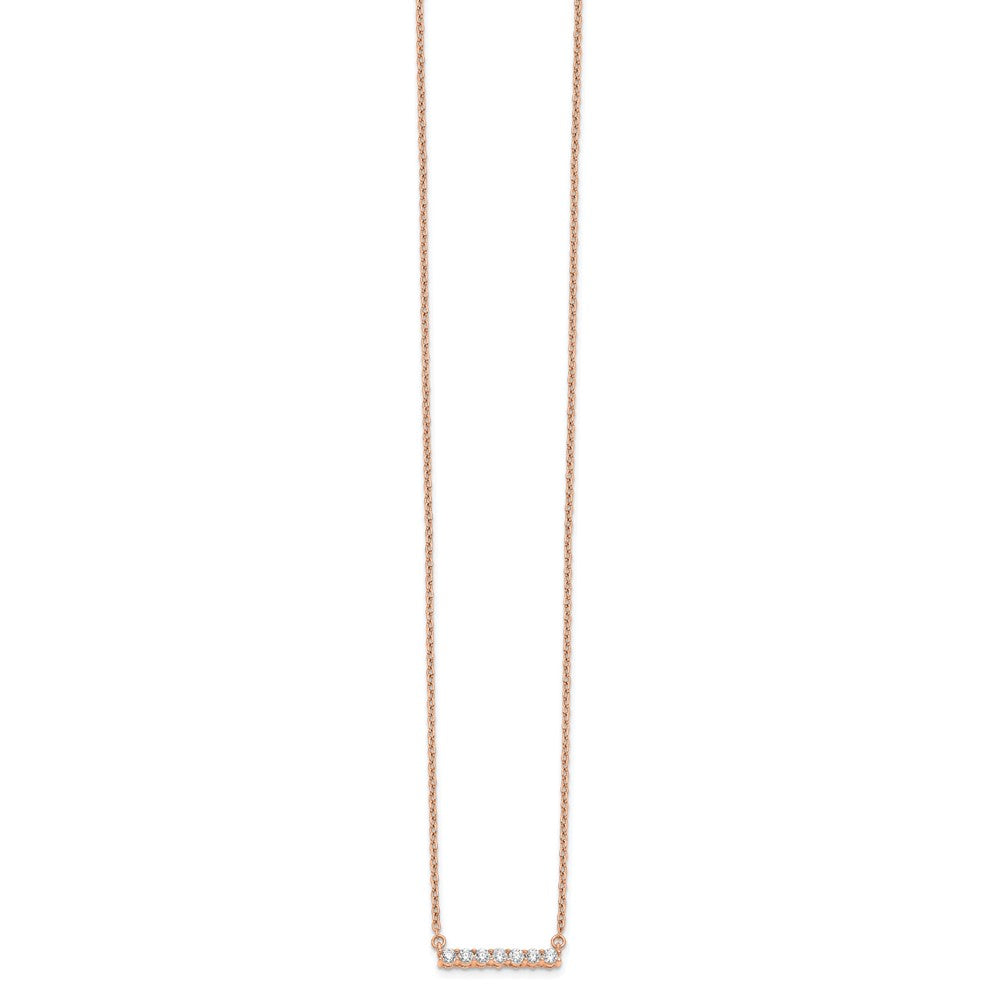 14k Rose Gold 1/4 carat Lab Grown Diamond VS/SI+ G+ Complete 18 inch Bar Necklace