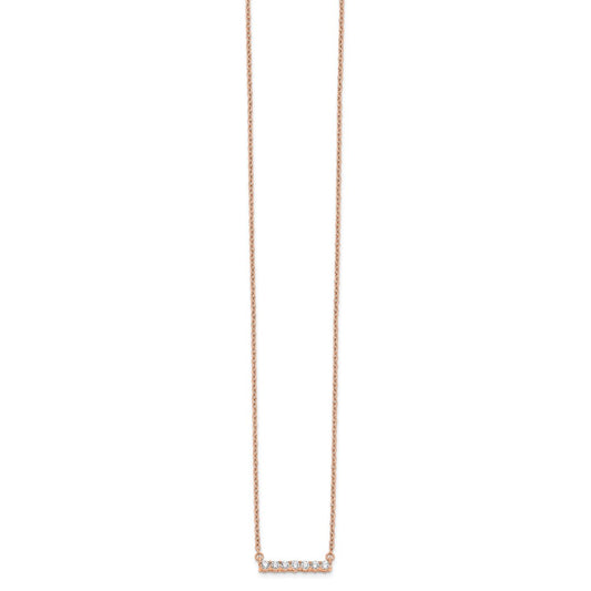 14k Rose Gold 1/4 carat Lab Grown Diamond VS/SI+ G+ Complete 18 inch Bar Necklace