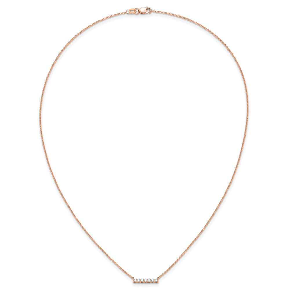 14k Rose Gold 1/4 carat Lab Grown Diamond VS/SI+ G+ Complete 18 inch Bar Necklace
