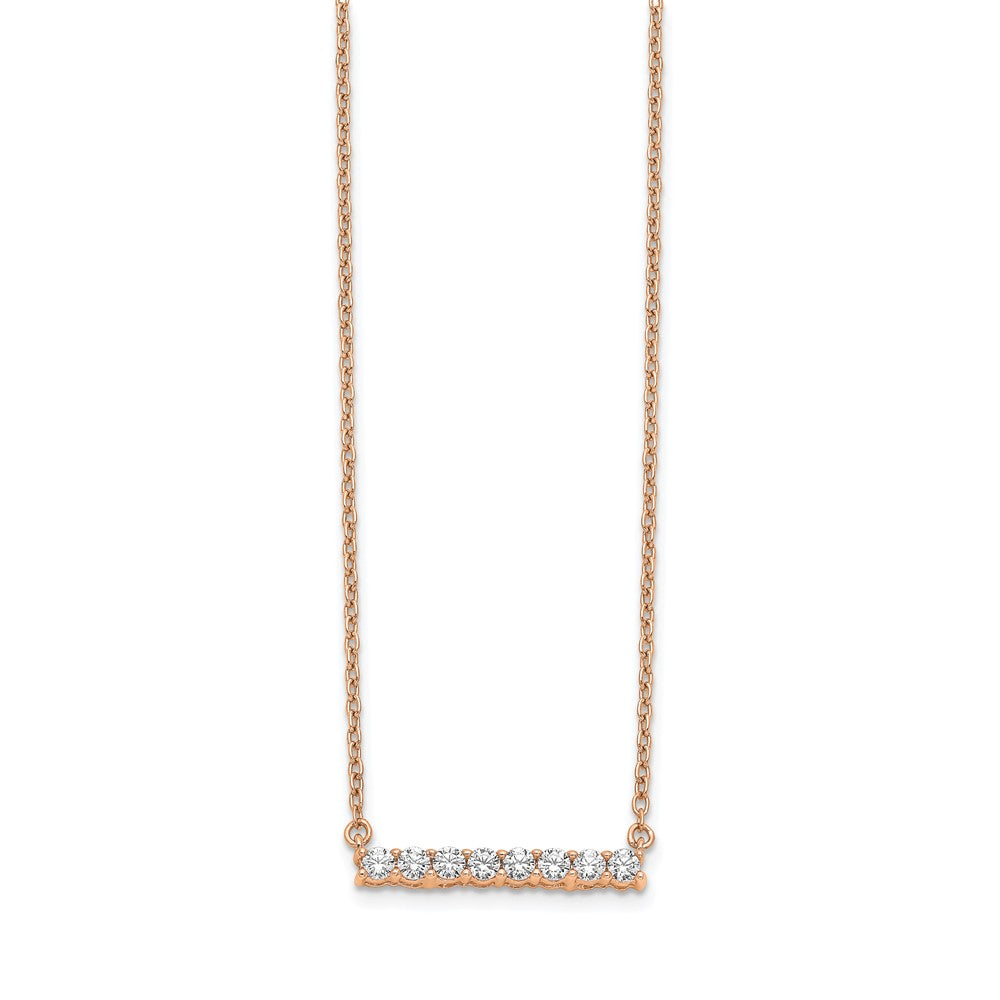 14k Rose Gold 1/3 carat Lab Grown Diamond VS/SI+ G+ Complete 18 inch Bar Necklace