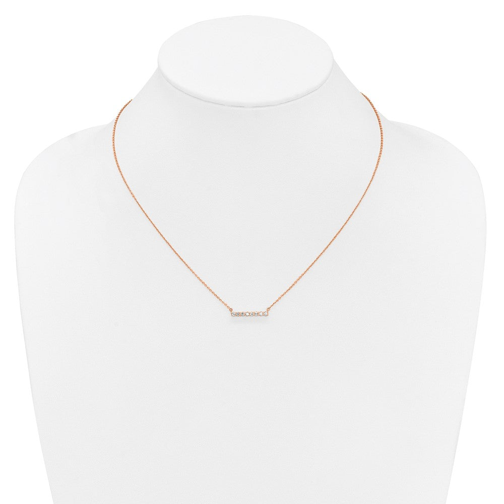 14k Rose Gold 1/3 carat Lab Grown Diamond VS/SI+ G+ Complete 18 inch Bar Necklace