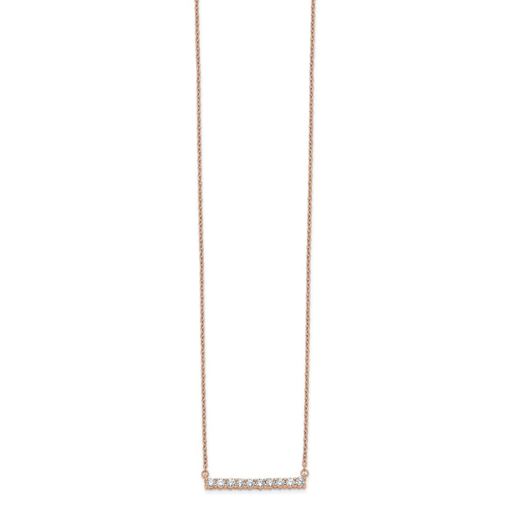 14k Rose Gold 1/2 carat Lab Grown Diamond VS/SI+ G+ Complete 18 inch Bar Necklace