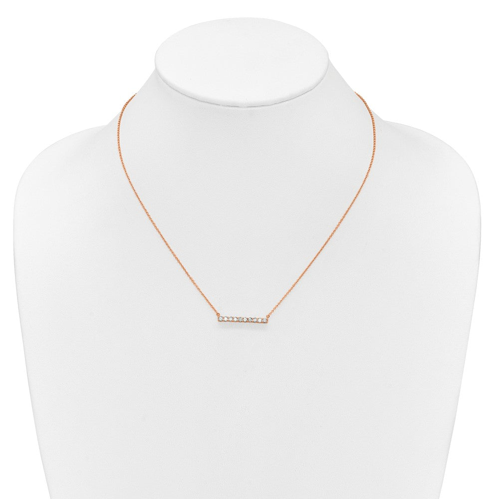 14k Rose Gold 1/2 carat Lab Grown Diamond VS/SI+ G+ Complete 18 inch Bar Necklace