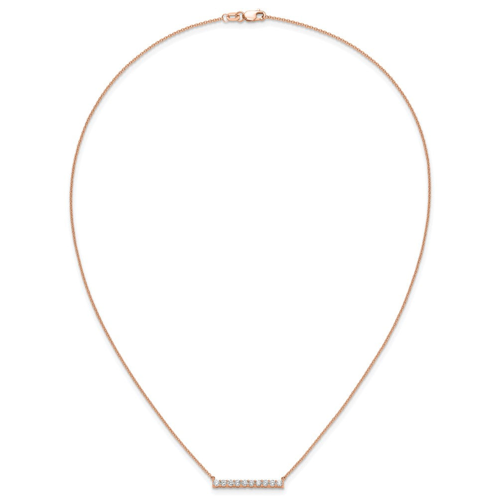 14k Rose Gold 1/2 carat Lab Grown Diamond VS/SI+ G+ Complete 18 inch Bar Necklace