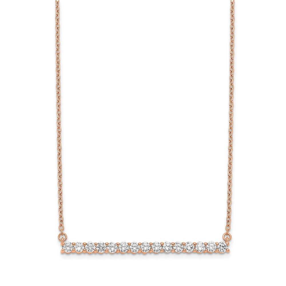 14k Rose Gold 3/4 carat Lab Grown Diamond VS/SI+ G+ 18 inch Bar Necklace