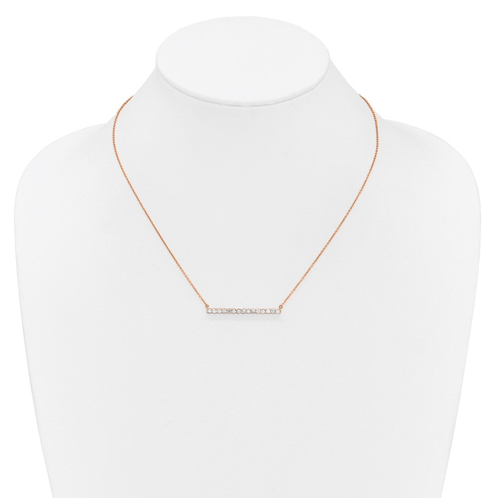 14k Rose Gold 3/4 carat Lab Grown Diamond VS/SI+ G+ 18 inch Bar Necklace