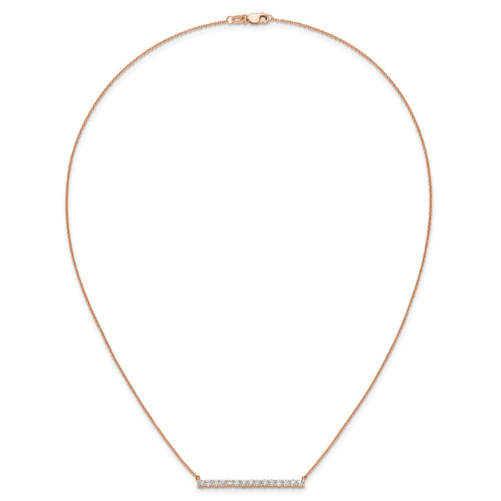 14k Rose Gold 3/4 carat Lab Grown Diamond VS/SI+ G+ 18 inch Bar Necklace