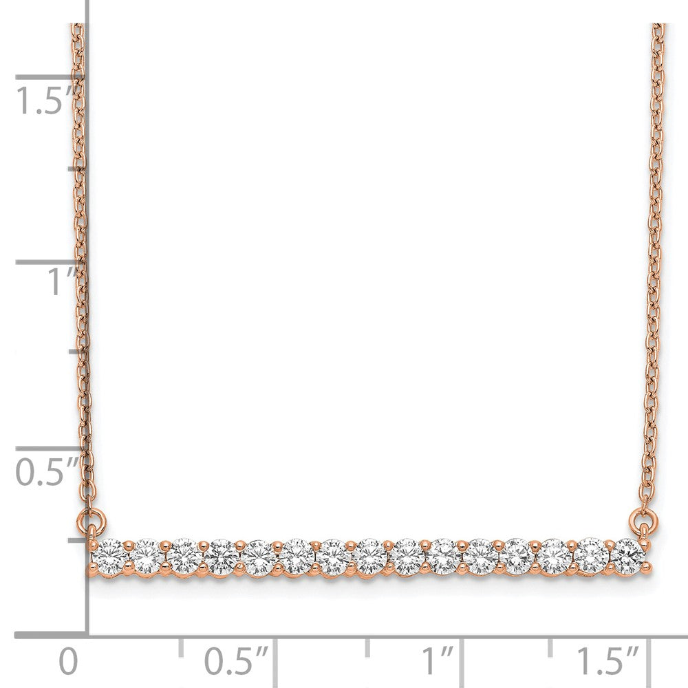14k Rose Gold 3/4 carat Lab Grown Diamond VS/SI+ G+ 18 inch Bar Necklace