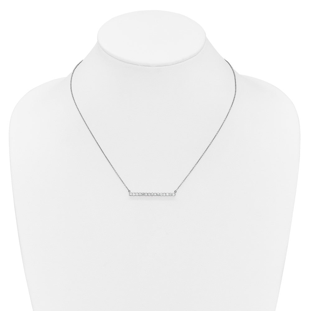 14k White Gold 3/4 carat Lab Grown Diamond VS/SI+ G+ 18 inch Bar Necklace