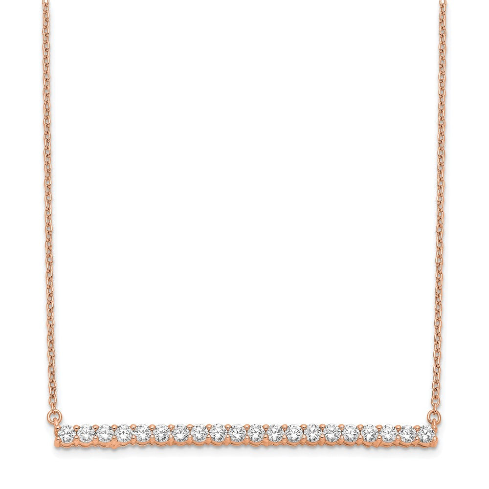 14k Rose Gold 1 carat Lab Grown Diamond VS/SI+ G+ 18 inch Bar Necklace