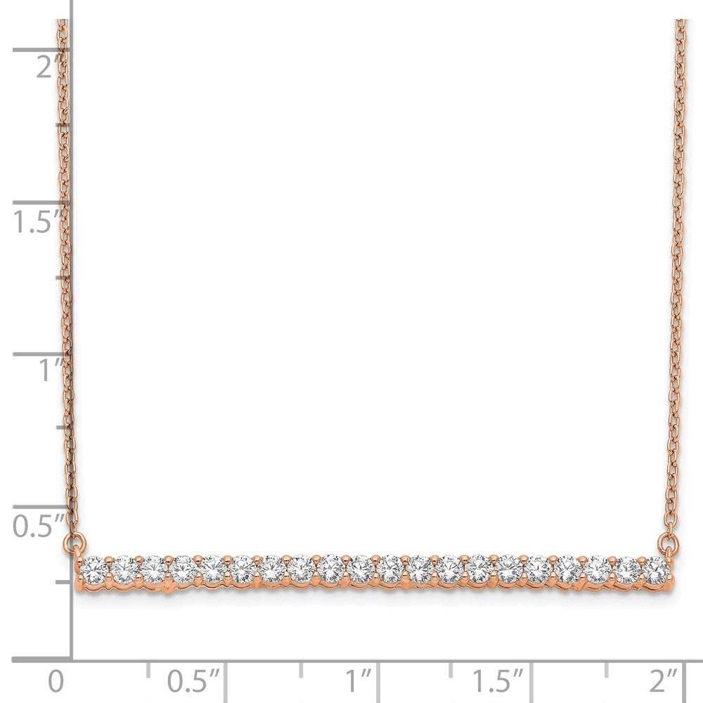 14k Rose Gold 1 carat Lab Grown Diamond VS/SI+ G+ 18 inch Bar Necklace