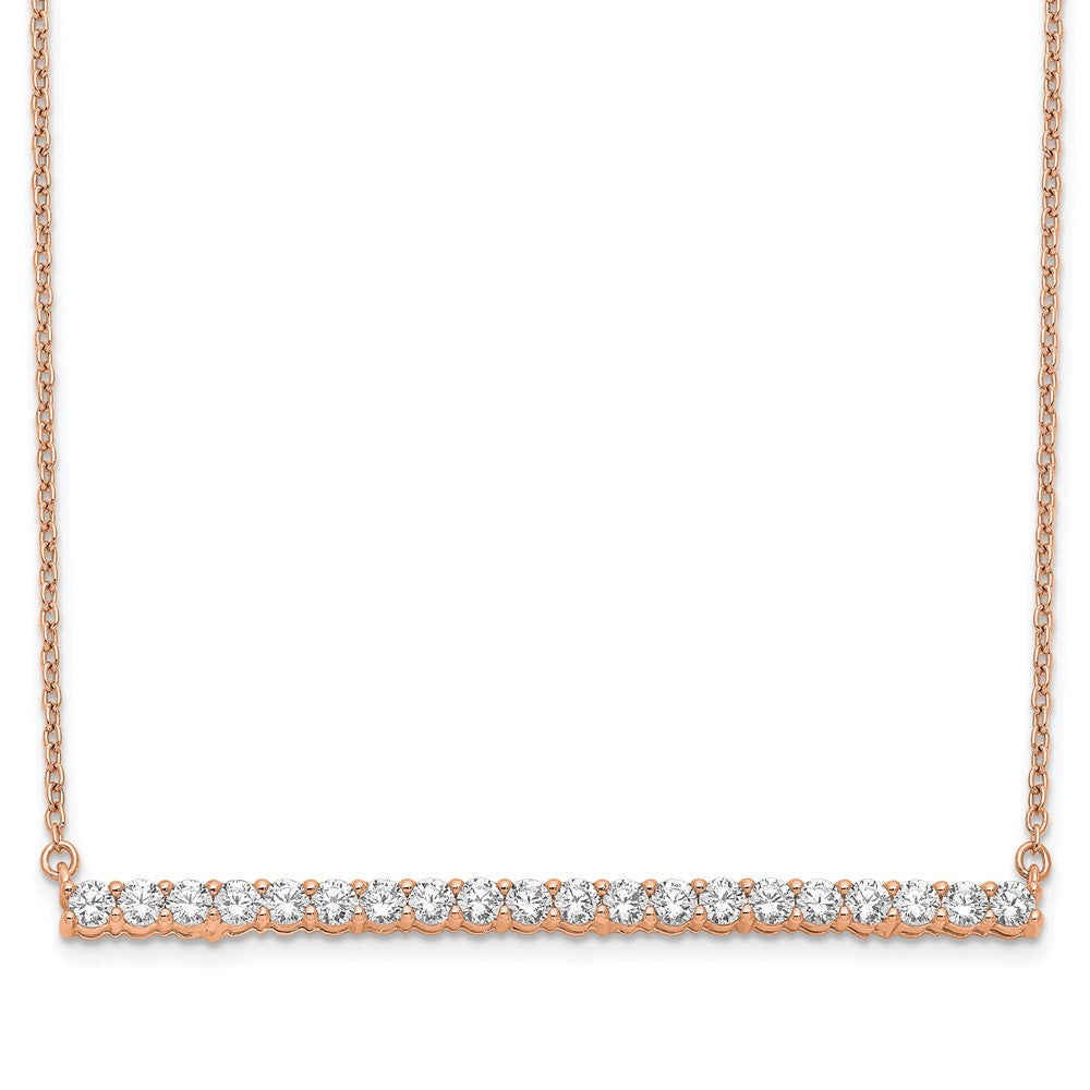 14k Rose Gold 1 carat Lab Grown Diamond VS/SI+ G+ 18 inch Bar Necklace