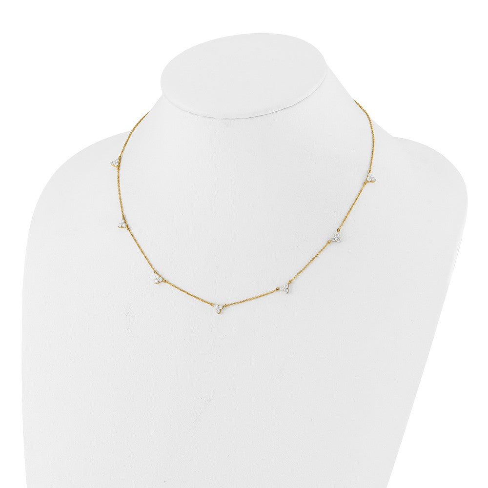True Origin 14K Yellow Gold 1 carat Lab Grown Diamond VS+ F+ Complete 7 Station 18 in Necklace