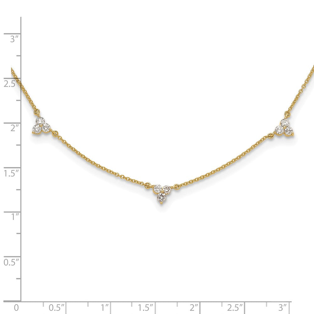 True Origin 14K Yellow Gold 1 carat Lab Grown Diamond VS+ F+ Complete 7 Station 18 in Necklace