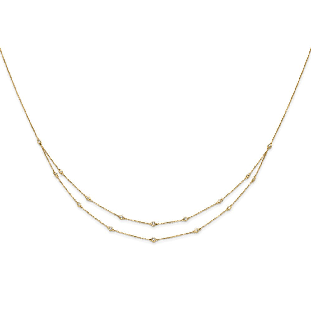 14k 1/2 carat Lab Grown Diamond VS/SI+ G+ Sixteen Station Double Strand 18 inch Necklace