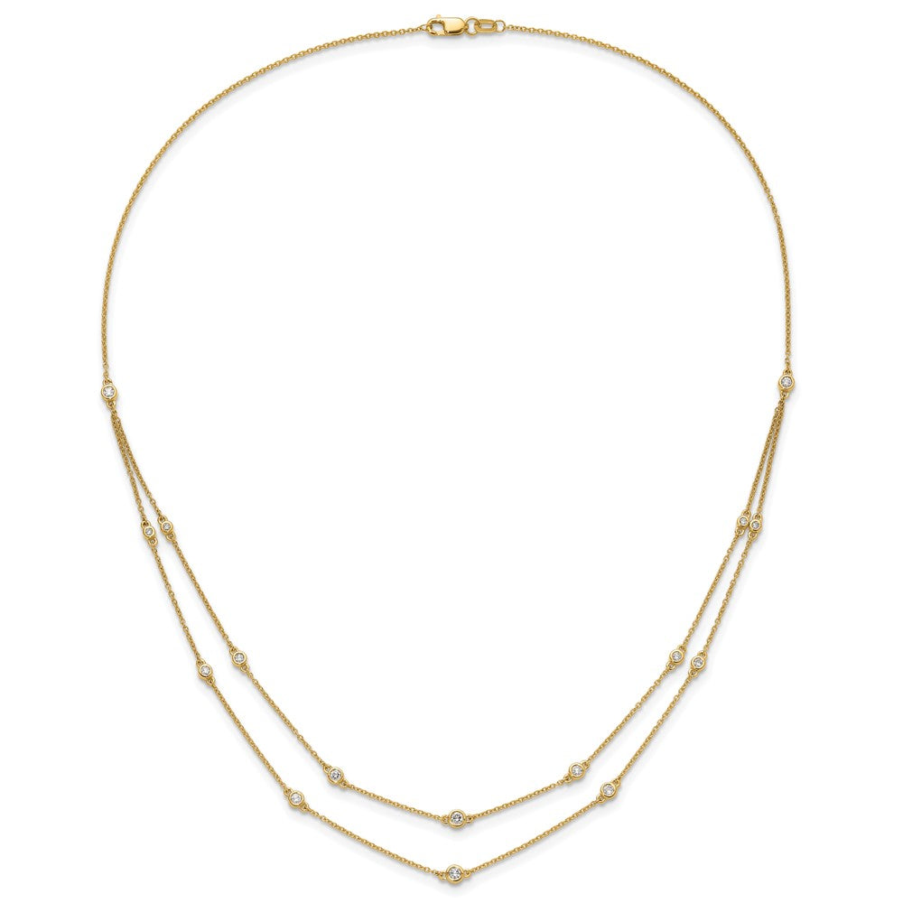 14k 1/2 carat Lab Grown Diamond VS/SI+ G+ Sixteen Station Double Strand 18 inch Necklace
