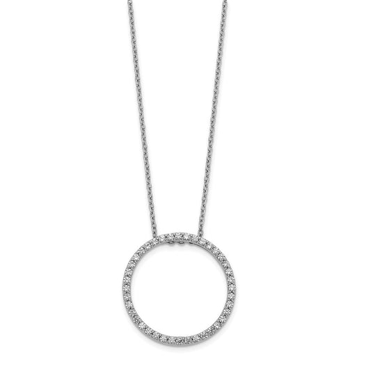 14k White Gold 5/8 carat Lab Grown Diamond VS/SI+ G+ 18 inch Round Pendant Necklace