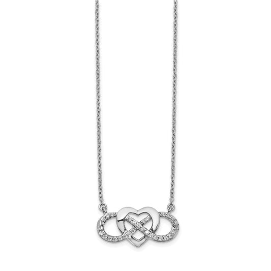10k White Gold 1/5 carat Diamond Infinity Heart 18 inch Necklace