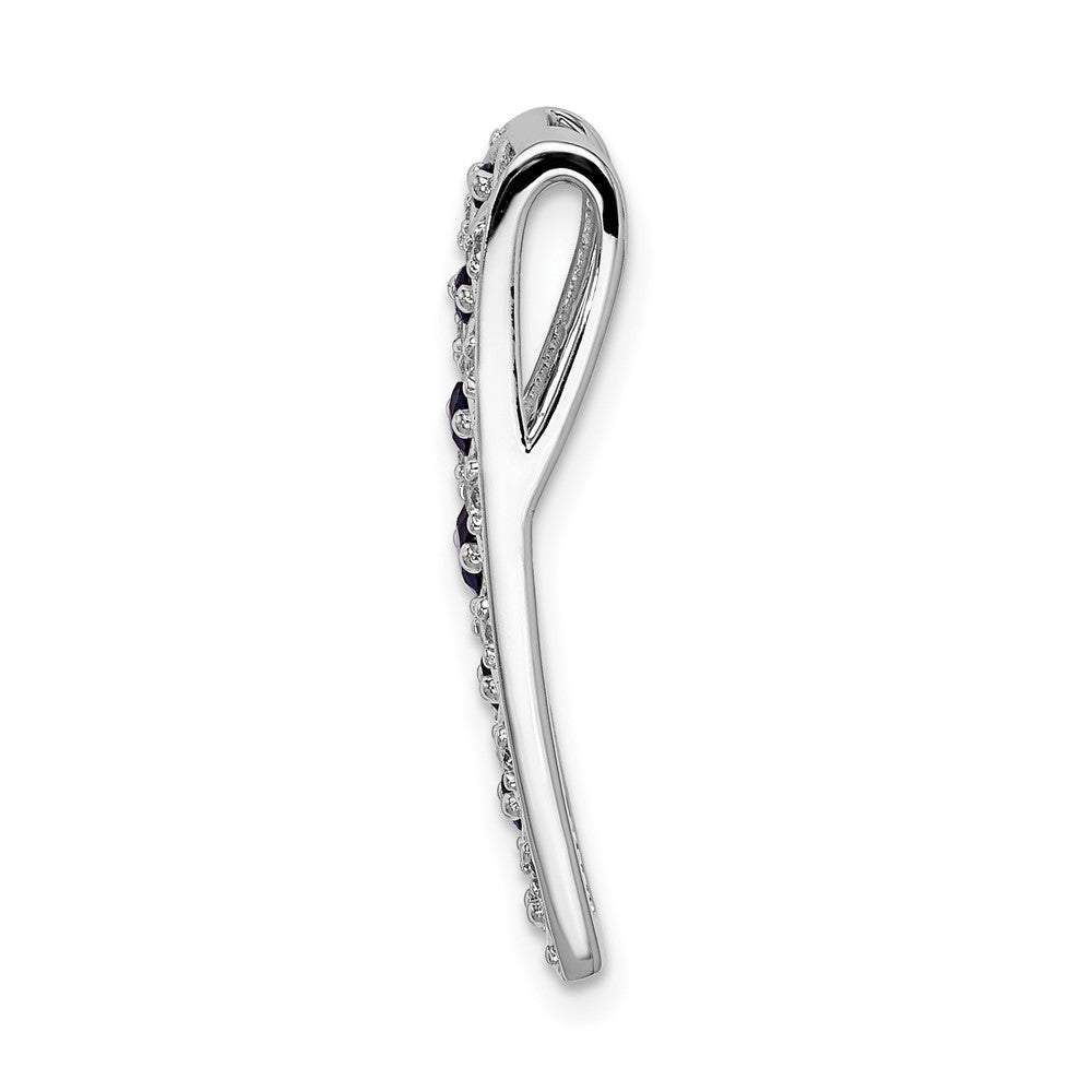 14k White Gold 1/5 carat Lab Grown Diamond VS/SI+ G+ and Lab Created Blue Sapphire Chain Slide Pendant