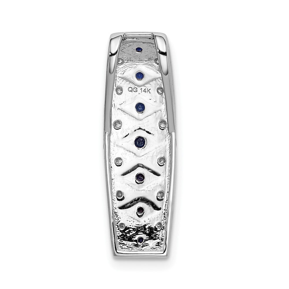 14k White Gold 1/5 carat Lab Grown Diamond VS/SI+ G+ and Lab Created Blue Sapphire Chain Slide Pendant