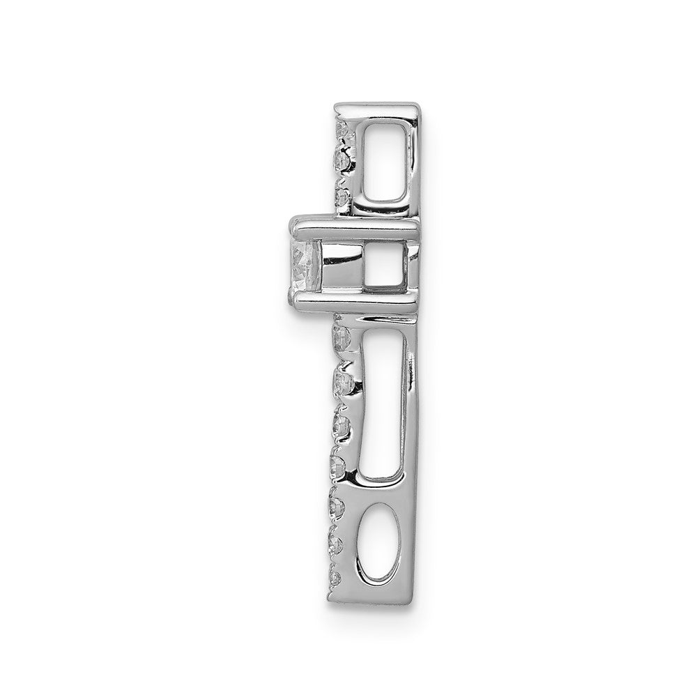 14k White Gold 1/6 carat Lab Grown Diamond VS/SI+ G+ and Lab Created Blue Sapphire Chain Slide Pendant