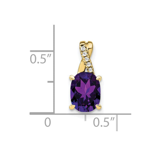 10k 7x5mm Oval February/ Amethyst and Diamond Pendant