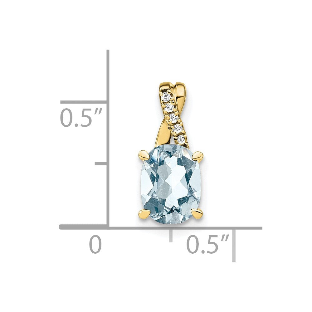10k Oval Aquamarine and Diamond Pendant