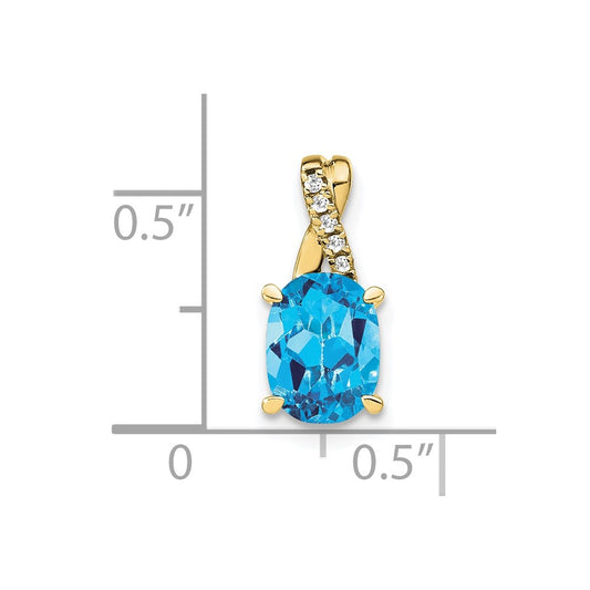 10k 7x5mm Oval December/ Blue Topaz and Diamond Pendant