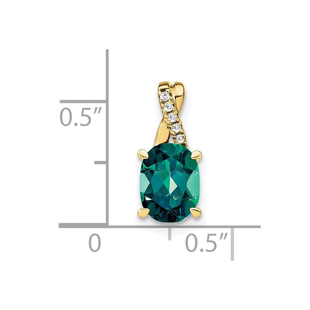 10k Oval Created Alexandrite and Diamond Pendant