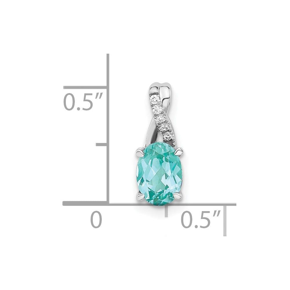 Pure Serenity 14k White Gold .03 carat Lab Grown Diamond VS/SI+ G+ and Lab Created Paraiba Teardrop Pendant