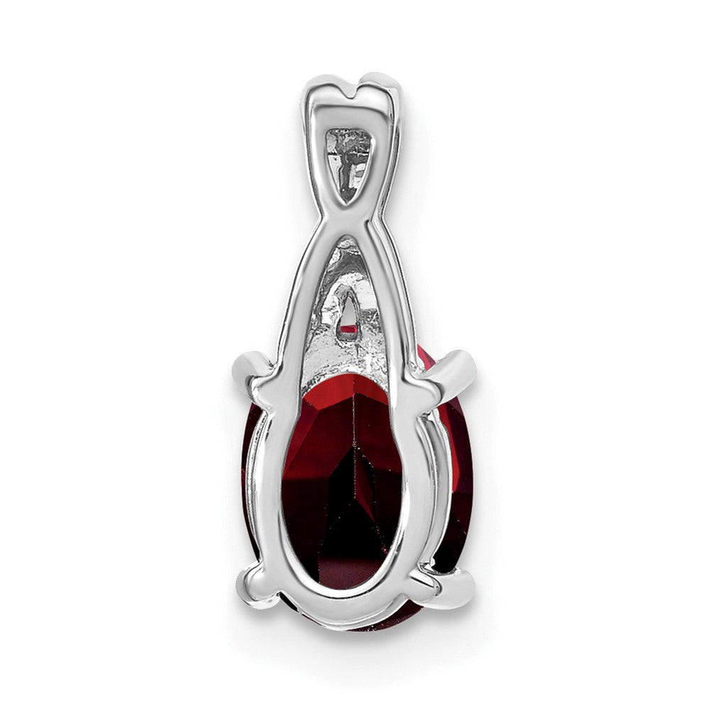14k White Gold 7x5mm Oval Garnet and Diamond Pendant