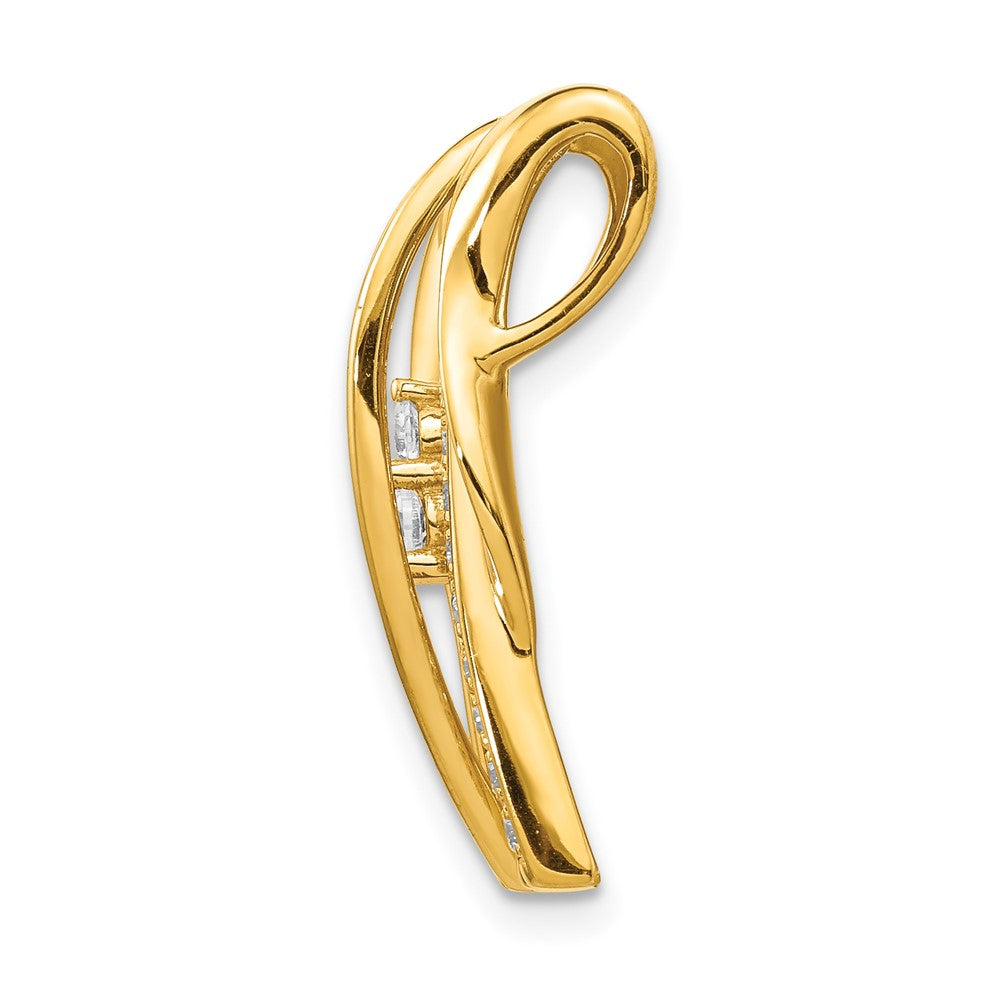 14k 3/8 carat Lab Grown Diamond VS/SI+ G+ Fashion Curve Bar Chain Slide Pendant