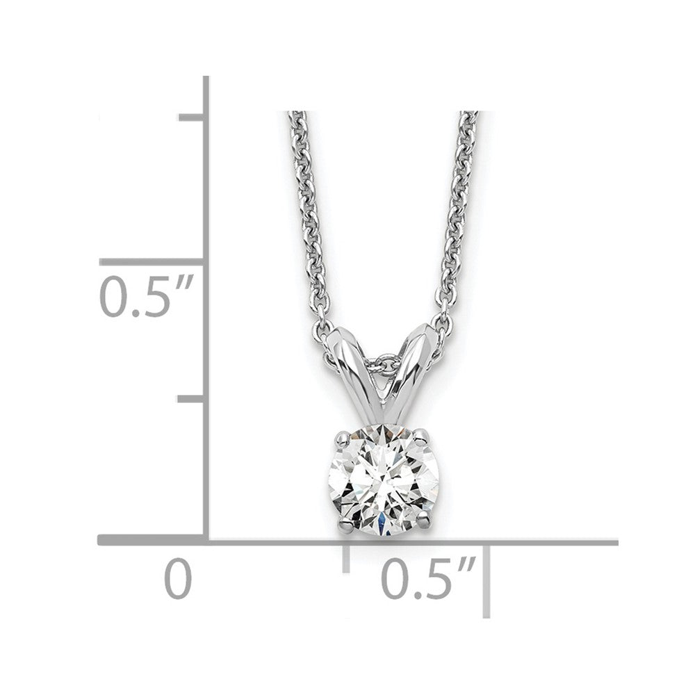 14k White Gold 1/4 carat Lab Grown Diamond VS/SI+ G+ Round Complete Four Prong 18 inch Solitaire Pendant Necklace