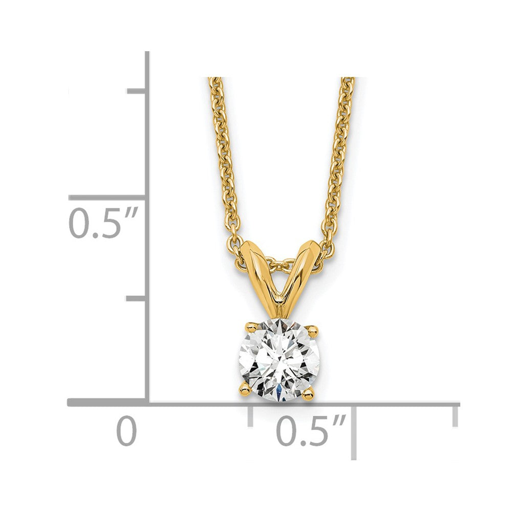 14k 1/3 carat Lab Grown Diamond VS+ F+ Round Complete Four Prong 18 inch Solitaire Pendant Necklace