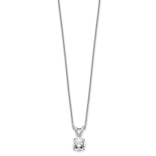 14k White Gold 1/2 carat Certified Lab Grown Diamond VS+ F+ Round Complete Four Prong 18 inch Solitaire Pendant Necklace