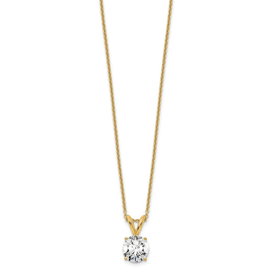 14k 3/4 carat Certified Lab Grown Diamond VS/SI+ G+ Round Complete Four Prong 18 inch Solitaire Pendant Necklace